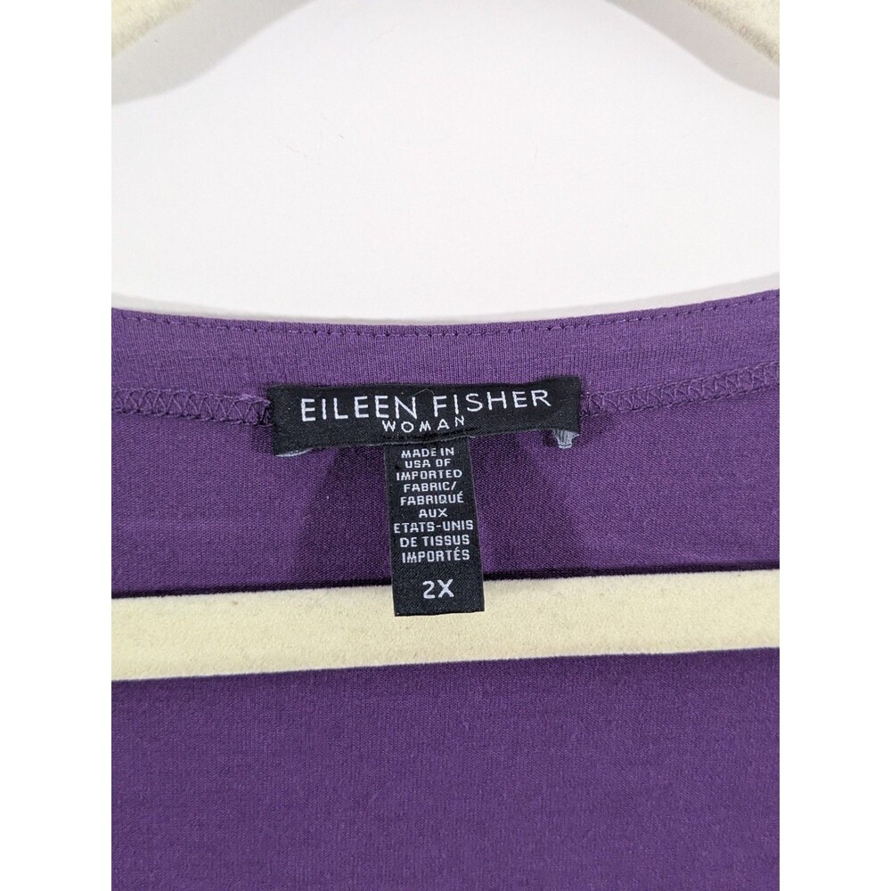 Eileen Fisher Tunic Women Purple Asymmetrical Hem Long Sleeve Viscose Sz 2X - Picture 3 of 7